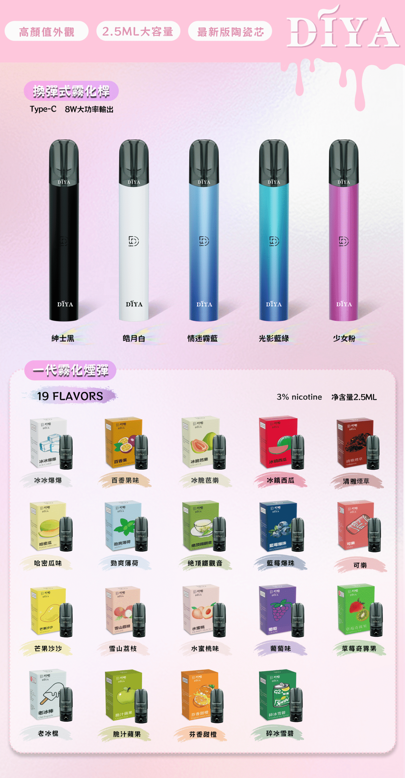 DIYA叮啞電子煙一代主機 1代煙彈通用【五色可選】:圖片 2